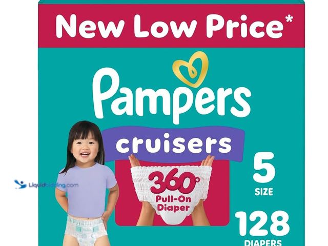 Lot 49-1512606 - Pampers Diapers - Cruisers 360 - Size 5, 128 Count, Babyproof up to 100% Leakproof Pull-On Diaper, P...