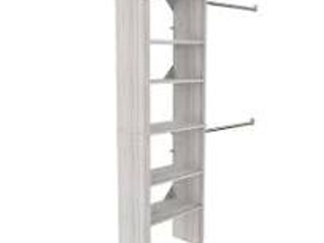 Lot 49-5549594 - ClosetMaid Style+ 84 in. W - 120 in. W Bleached Walnut Wood Closet System, Model: 436700. Unused