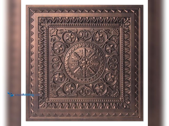 Lot 49-5408667 - Art3d Drop Ceiling Tiles, Glue up Ceiling Tiles, 2'x2' Plastic Sheet in Antique Copper (12-Pack, 48 ...