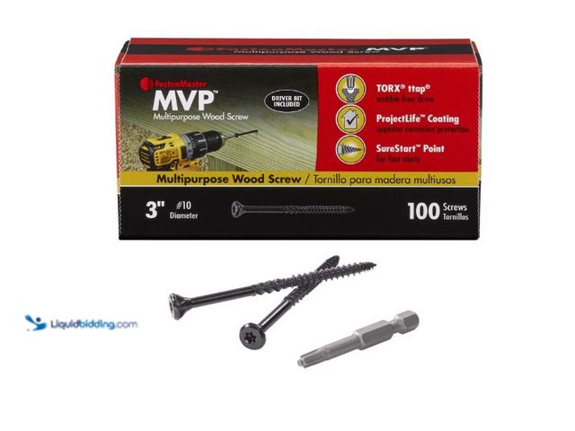 Lot 49-5560000 - QTY 2 - FastenMaster  Wood Screws MVP 3" L Torx Ttap Self-Tapping. FMMVP003-100. Unused