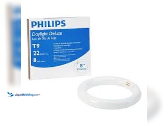 Lot 49-5475548 - QTY 4 - Philips 22-Watt 8 in. Linear T9 Fluorescent Tube Light Bulb Daylight Deluxe (6500K) Circline...