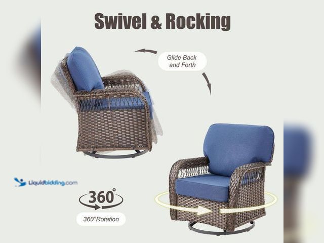 Lot 49-5552635 - Gymojoy
Tyber Brown Wicker Swivel Glider with 5 in. Thick Blue Cushions. Model # OT636-10T-1. Unuse...