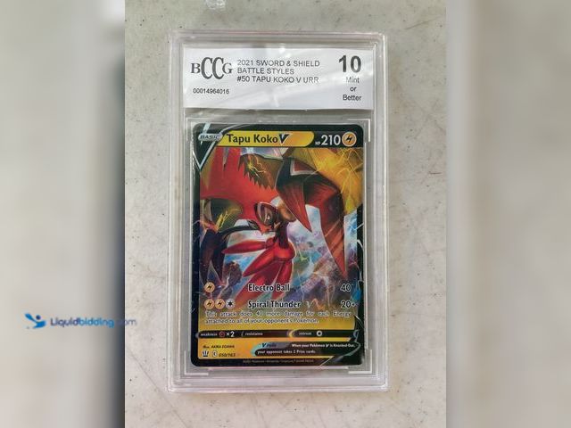 Lot 49-1505535 - COLLECTIBLE WOW GRADED CARD! 2021 SWORD &amp; SHEILD BATTLE STYLES #50 TAPU KOKO V URR BCCG GRADED 1...