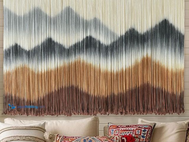 Lot 49-3465267 - IOWER Macrame Wall Hanging Mountain Wall Art Dip-Dyed Macrame Wall Decor Modern Wall Decor Fiber Wal...