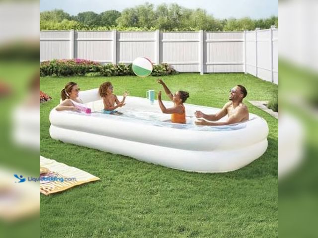 Lot 49-5553036 - Mark 10ft Long Inflatable Family Pool With Cup Holders MODEL:193968548667 UNUSED
