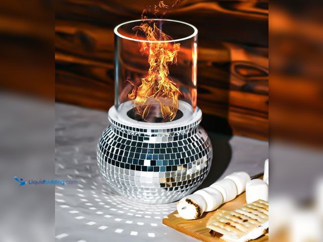 Lot 49-3536471 - Disco Ball Tabletop Fire Pit for Indoor and Outdoor Table Decor Bowl with Glass - Balcony Decor - Mi...