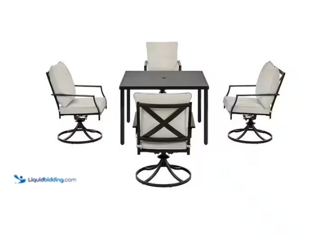 Lot 49-5580823 - Hampton Bay
Cookson Black 5-Piece Metal Outdoor Dining Set with Cushion Guard Putty Beige Cushion. ...