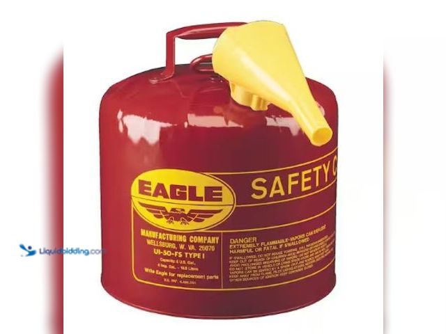 Lot 49-3618545 - 5 Gal. Capacity Red Galvanized Steel Type I Gasoline Safety Can with Funnel, Model # UI50FS, New, Ha...