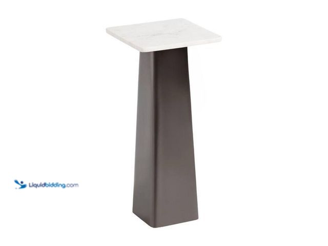 Lot 49-2021778 - Kate and Laurel Quinley 10 in. White Square Marble End Table. Model # 228750. MSRP $123. Slightly us...