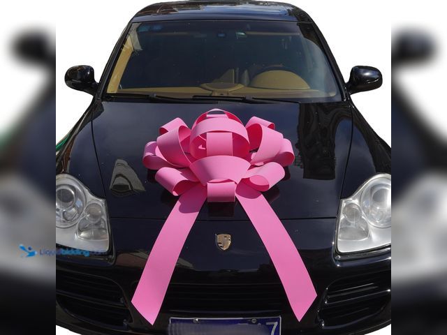 Lot 49-5461255 - 30" Giant Car Bow | 30" Pink Velvet Car Bow - Big Gift Wrapping Bow with Non Scratch Magnet Base for...