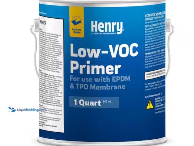 Lot 49-1547713 - Henry Single-Ply Roofing Low-VOC Primer 1 qt. (175 sq. ft.) Model # HE250LVOCP031, Unused, Minor Den...