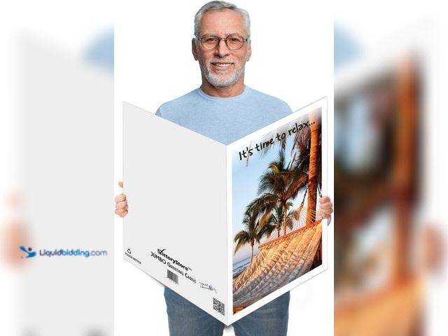 Lot 49-3513548 - VictoryStore 3-Foot Jumbo Greeting Cards: Giant Retirement Card (Relax Hammock), 24x36-Inch card wit...