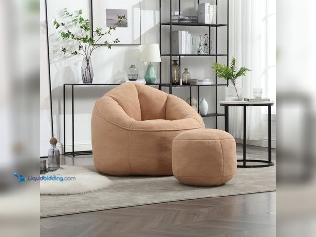 Lot 49-3481681 - Oversized Bean Bag Chair with Ottoman, Memory Foam Super Soft Lazy Couch for Adults Teens Kids, Micr...