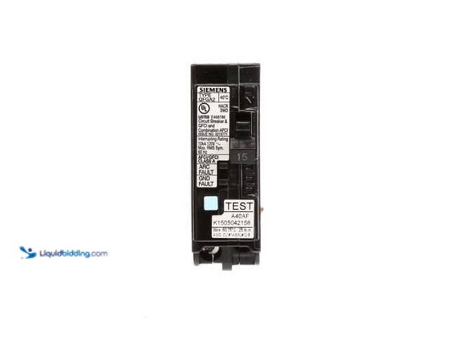 Lot 49-3565669 - Siemens 15-Amp AFCI/GFCI Dual Function-Circuit Breaker. Model # Q115DFP. Unused
