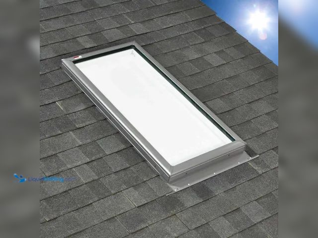 Lot 49-5433534 - 21-1/2" x 38-3/8" Grey Fixed Deck Mount Skylight. Item is Unused