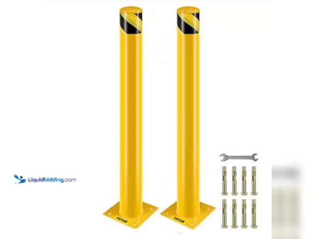 Lot 49-1577444 - VEVOR Safety Bollard 42 in. H Bollard Post 4.5 in. Dia Steel Pipe Post Yellow Steel Bollard Steel Sa...
