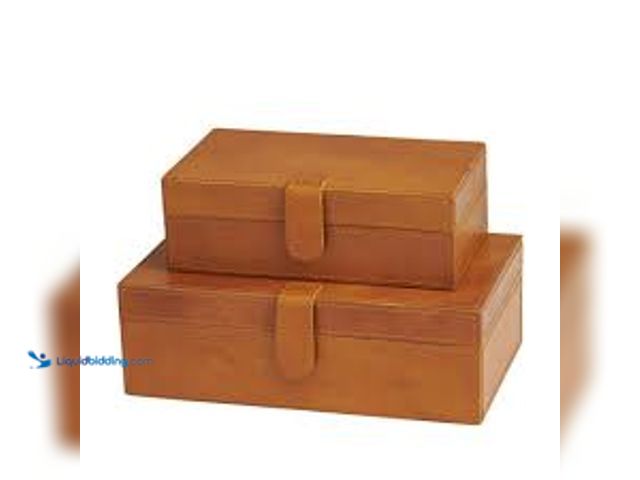 Lot 49-5476778 - Maple and Jade 10.3" 2-Piece Handmade Storage Decorative Box Set in Brown. SKU#: 68817527. Unused.