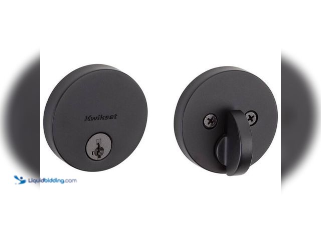 Lot 49-2024563 - Kwikset Uptown Low Profile Iron Black Round Contemporary Single Cylinder Deadbolt featuring SmartKey...