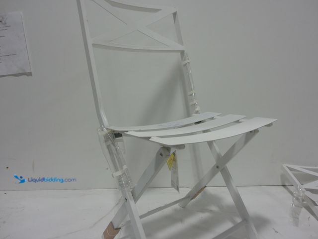 Lot 49-2023198 - StyleWell Metal Slat Folding Outdoor Dining Chair in White. Model # FDS40069A-W. MSRP $50. Slightly ...