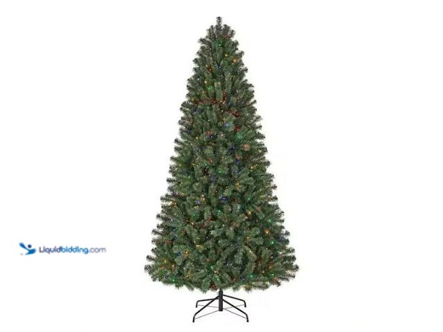Lot 49-1544884 - Home Accents Holiday 7.5 ft. Festive Pine LED Pre-Lit Artificial Christmas Tree T5, Model # 10071243...