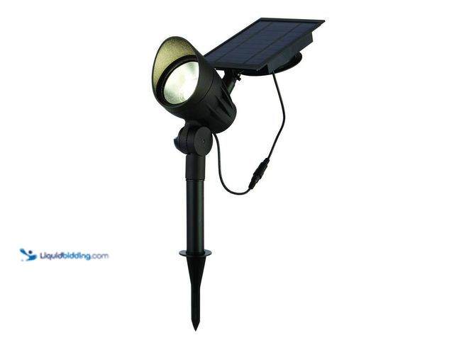 Lot 49-5453379 - Hampton Bay 150-300 Lumen Black LED High-Low Metal Weather Resistant Outdoor Solar Spotlight with Ad...