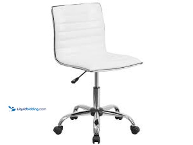 Lot 49-5483429 - Flash Furniture Alan Vinyl Ribbed Ergonomic Swivel Office Chair in White. Model # DS512BWH. Unused, ...