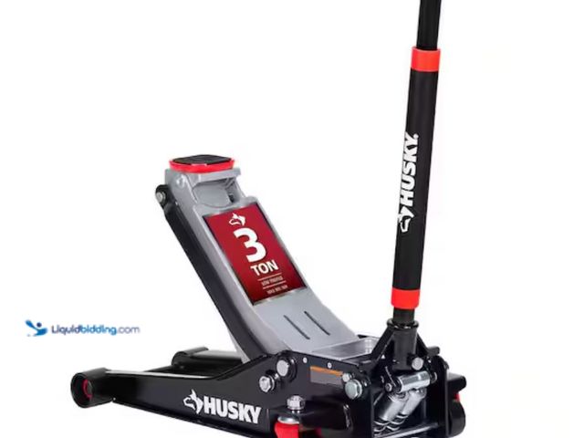 Lot 49-3614023 - Husky 3-Ton Low Profile Floor Jack with Quick Lift, Model # HD00120N-HV-TH,m Slightly used, Has atta...