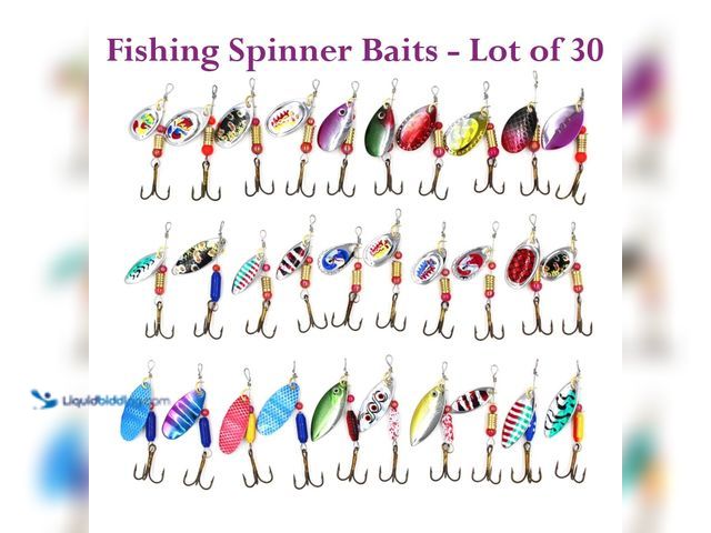Lot 49-1616227 - Fishing Spinner Bait Lures 30 Piece Set Various Styles/Colors - NEW - Includes 30 Different Spinner ...