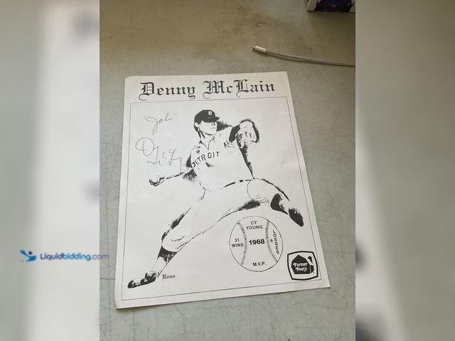 Lot 49-5451653 - Other VERY NICE DETROIT TIGERS LEGEND DENNY MCCLAIN AUTOGRAPHED PRINT MEASURES APPROXIMATELY 14 INCH...