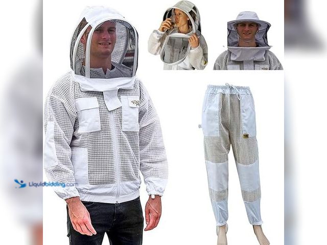 Lot 49-5409703 - Beekeeping Suit Jacket, Pants/Trousers with 2 Veils Fencing Hood & Round Brim Hat, Ventilated 3 Laye...