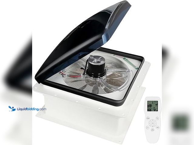 Lot 49-5407050 - Upgraded Remote Control RV Roof Vent Fan, 12V DC 14" Quiet RV Roof Fan with Rain Sensor, 10-Speed, R...