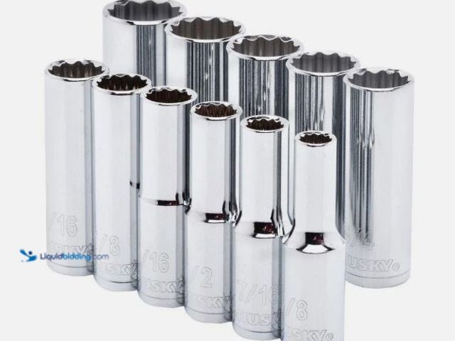 Lot 49-5551384 - Husky 1/2 in. Drive SAE Deep Socket Set (11-Piece), Unused
