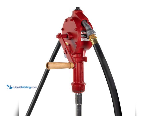 Lot 49-5538733 - Fill-Rite FR112 rotary hand pump features a cast iron body and a wood grip handle. Unused