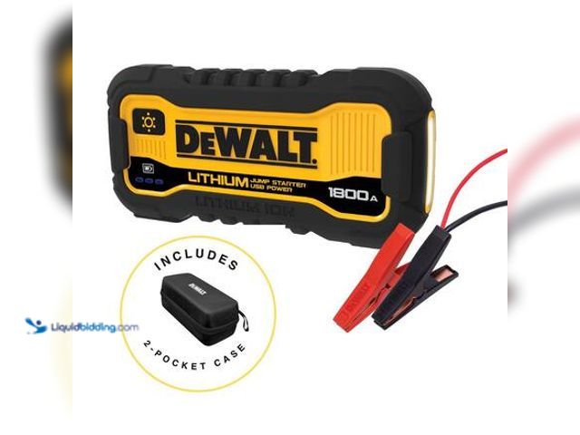 Lot 49-3565255 - DEWALT 1800 Peak Amp Lithium Jump Starter with USB Power Bank and Carrying Case Model # DXAELJ18C un...