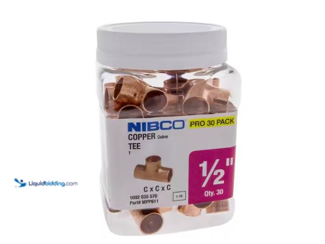 Lot 49-1566612 - Everbilt 1/2 in. x 1/2 in. x 1/2 in. Wrot Copper All Cup Tee Fitting Pro Pack (30-Pack), Model # MPP...