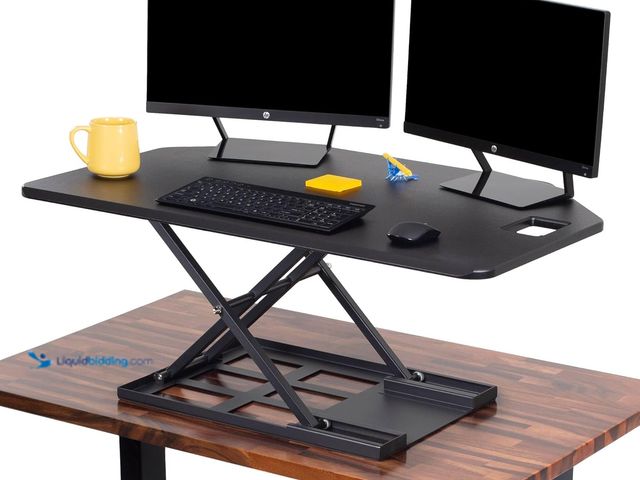 Lot 49-5437485 - X-Elite Pro 40" Corner Standing Desk Converter with Pneumatic Lift | Adjustable Sit to Stand Riser, ...
