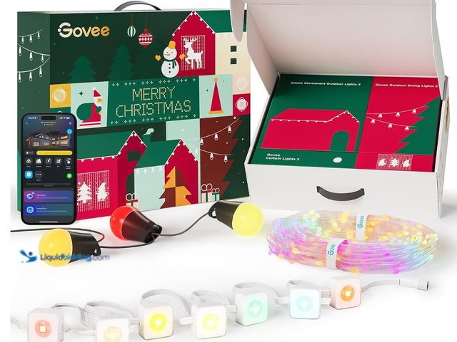 Lot 49-1547297 - Govee Christmas Lights Set, 100ft Permanent Outdoor Lights, 96ft String Lights,4.9×6.6ft Curtain Lig...