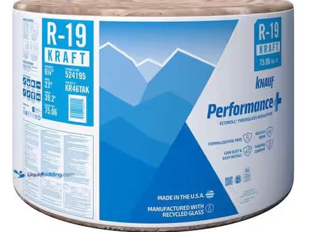 Lot 49-5486083 - Knauf Insulation
R19 Kraft Faced 23 in. x 39.2 ft. Fiberglass Insulation Roll for Floor, 2x6 Wall -...