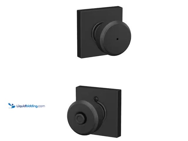 Lot 49-1568741 - Lot of (2) Schlage Bowery Matte Black Privacy Bed/Bath Door Knob with Collins Trim Model # F40 G BWE...