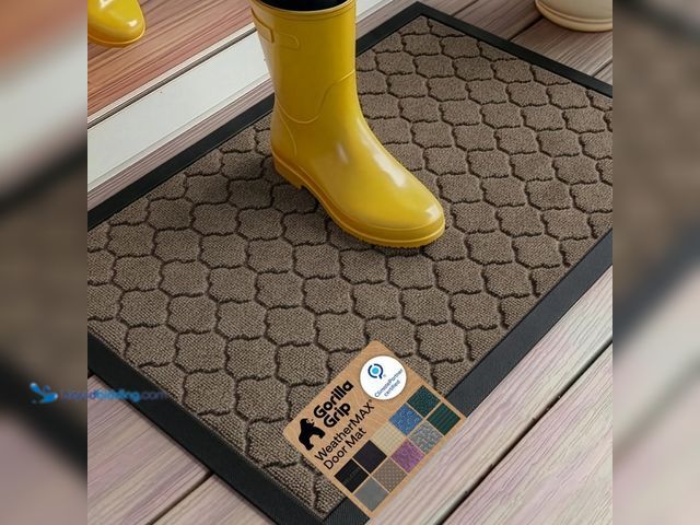 Lot 49-3566696 - GORILLA GRIP 100% Waterproof All-Season WeatherMAX Doormat 35x23, US Designed Natural Rubber, Stain ...
