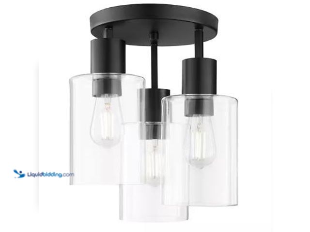 Lot 49-3565034 - Hampton Bay
Sutton Place 14 in. 3-Light Matte Black Flush Mount, Farmhouse Ceiling Light Unused