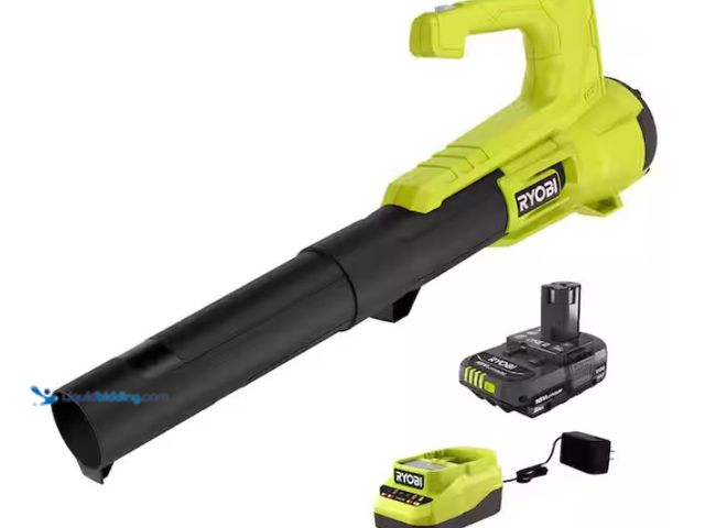 Lot 49-1570227 - RYOBI ONE+ 18V 90 MPH 250 CFM Cordless Battery Leaf Blower/Sweeper with 2.0 Ah Battery and Charger, ...