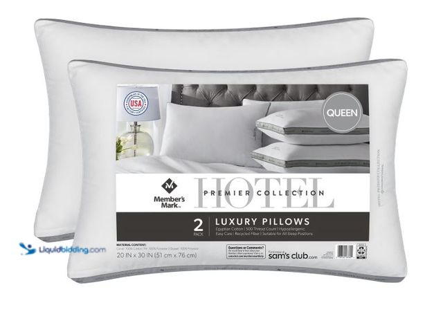 Lot 49-1631050 - Member's Mark 2-Pack Hotel Premier Collection Down Alternative Bed Pillows, Queen, Model # 136243057...