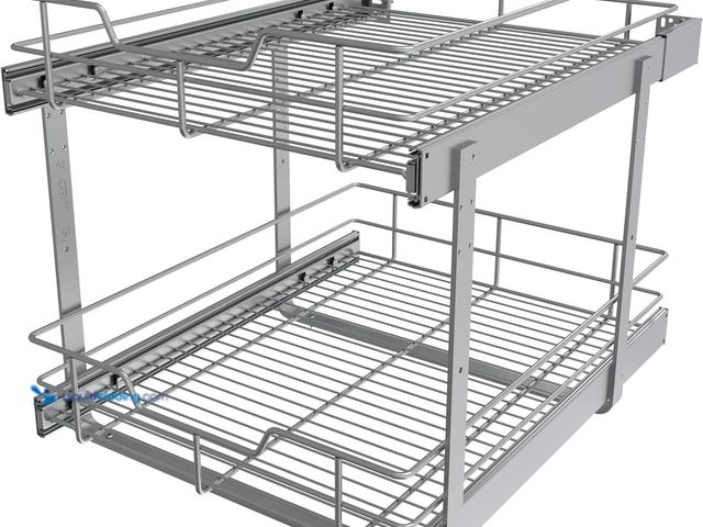 Lot 49-3532006 - 2 Tier Pull Out Cabinet Organizer 18" W X 22" D, Slide Out Drawers For Kitchen Cabinets, Pull Out Dr...