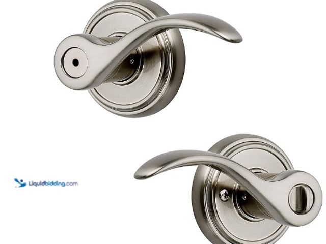 Lot 49-3471653 - Baldwin Tobin, Interior Privacy Door Handle Reversible Lever for Bedroom/Bathroom, Keyless Door Lock...
