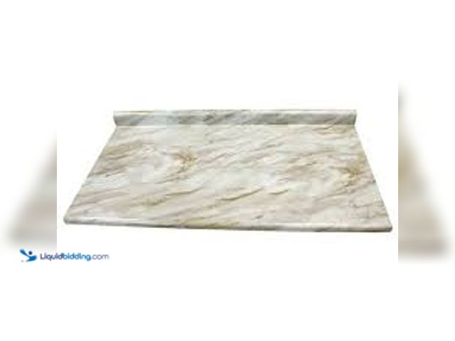 Lot 49-5459704 - Hampton Bay 4 ft. Straight Laminate Countertop All-Inclusive Kit in Textured Drama Marble with Eased...