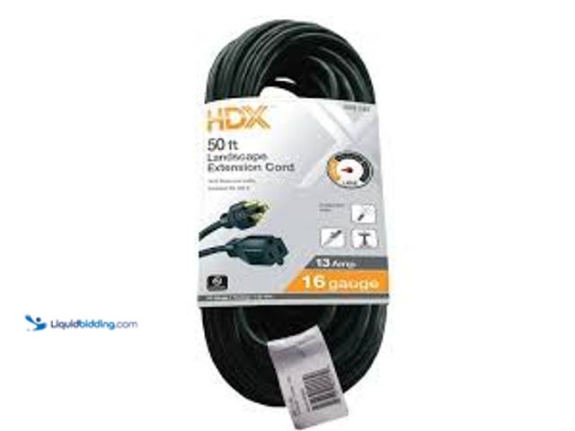 Lot 49-5448418 - QTY 2 - HDX 50 ft. 16/3 Light Duty Indoor/Outdoor Landscape Extension Cord, Green. Model # HD#809-54...