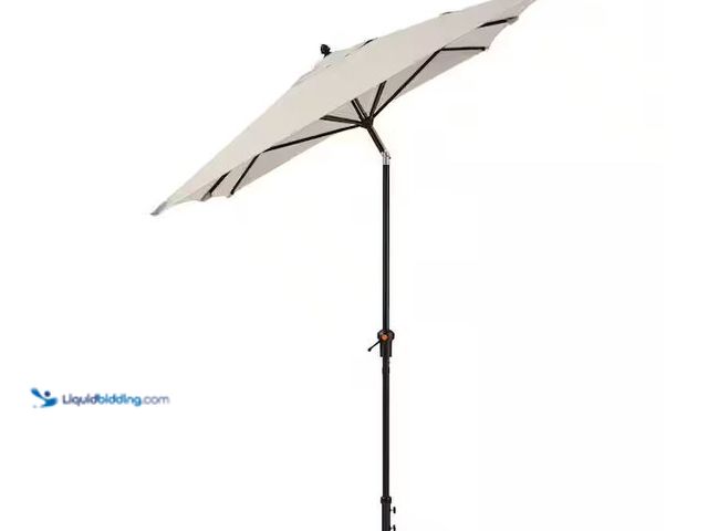 Lot 49-5555306 - Hampton Bay
6.5 ft. x 10 ft. Aluminum Market Auto-Tilt Patio Umbrella in Putty Beige, Unused