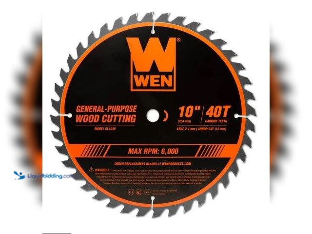 Lot 49-2004550 - WEN 10-Inch 40-Tooth Carbide-Tipped Professional Woodworking Saw Blade for Miter Saws and Table Saws...