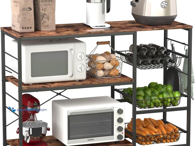 Lot 49-5437829 - VENZITORY 47" Kitchen Bakers Rack, Big Kitchen Storage Shelf Microwave Stand, Kitchen Organizers and...